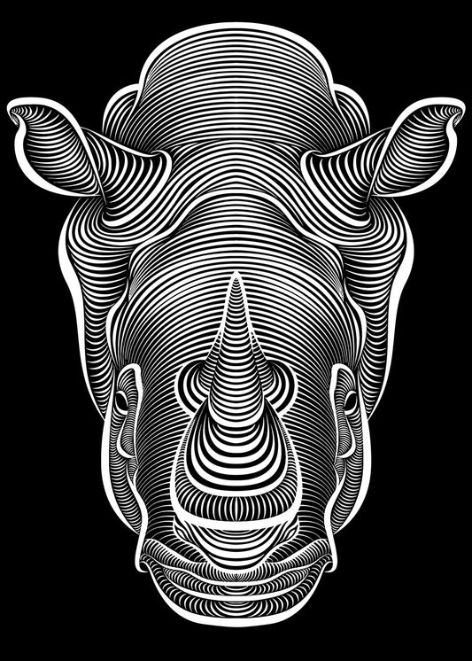 Intricate Rhino Line Potrait