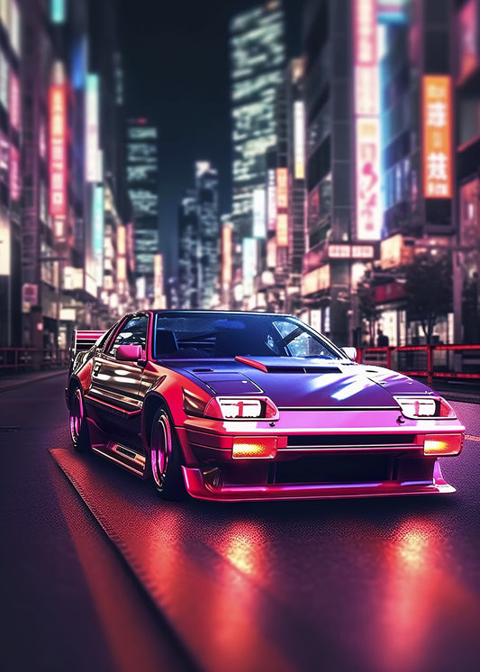Toyota, synthwave city street