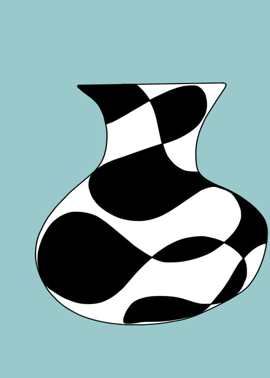Black and white line pot