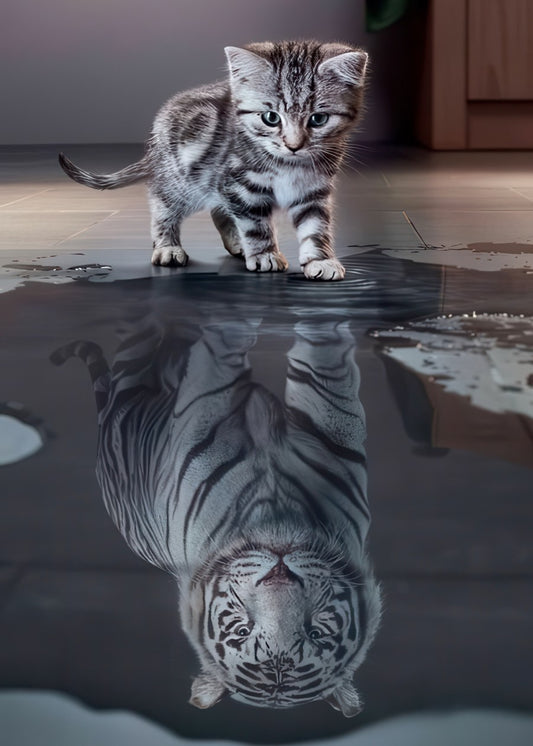 Kitten's Tiger Reflection