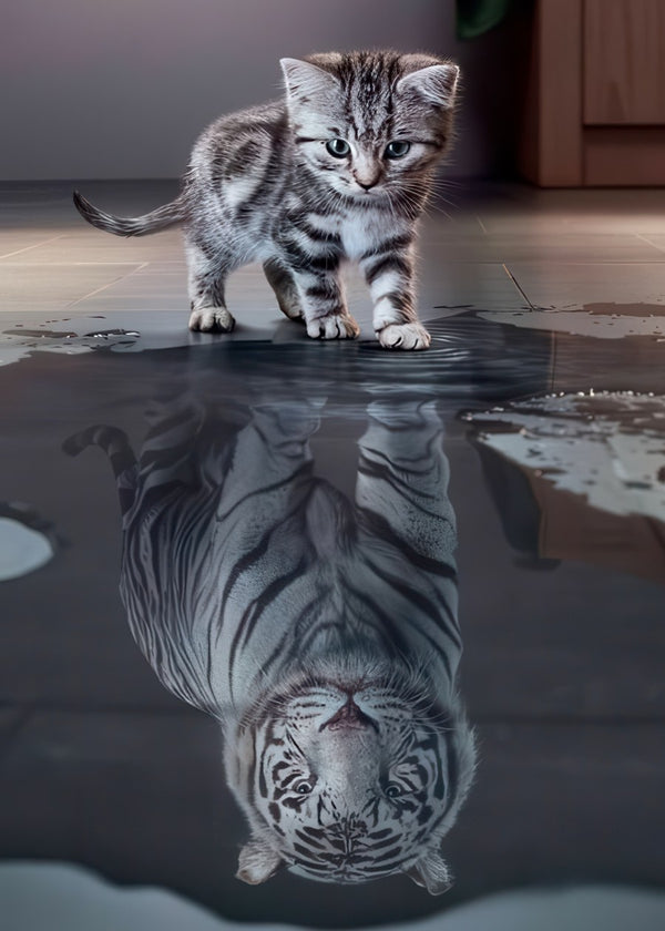 Kitten's Tiger Reflection