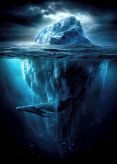 Whale Swimming Beneath Iceberg