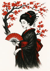 Geisha and the Blooming Sakura