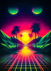 Retro Neon Sunset Art