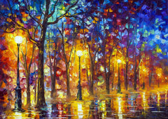 Street in blue romantic night