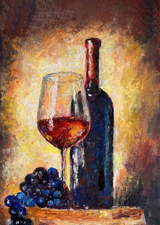 Wine painting cafe art