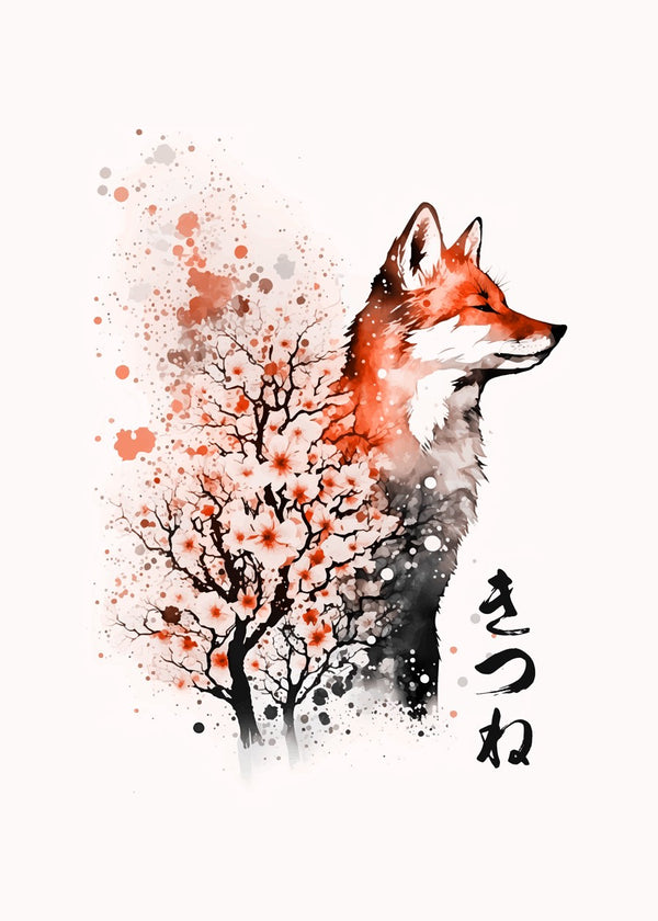 Fox Sakura Watercolor