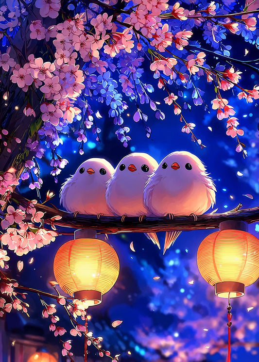 Three Lantern Birds Sakura