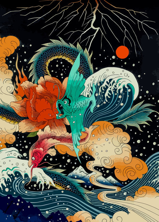Japanese fish and dragon