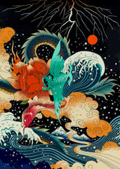 Japanese fish and dragon