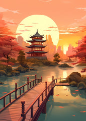 Sunset Serenity Japan Shrine temple
