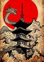 Japanese pagoda temple art 