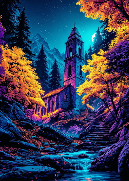 Moonlit Forest Chapel