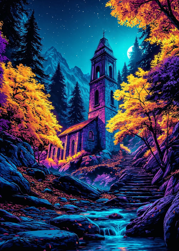 Moonlit Forest Chapel