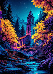 Moonlit Forest Chapel