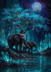 Moonlit Elephant Reverie