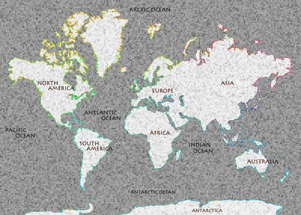 World Map Mosaic Panel