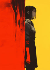 Anime Girl with Red and Yellow
