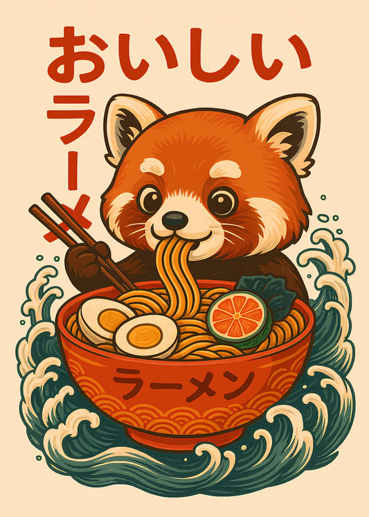 Red Panda Enjoying Ramen