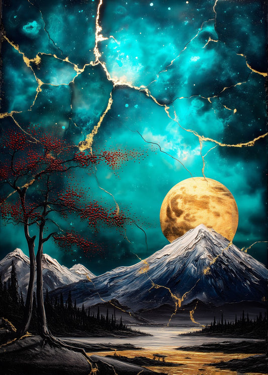 Golden Moonlit Peaks