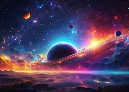 Cosmic space planet rainnbow