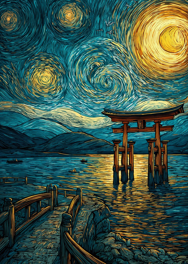 Torii Under Swirling Sky