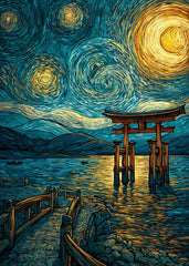 Torii Under Swirling Sky