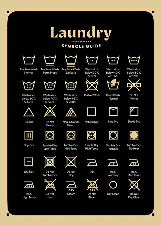 laundry symbols guide, black gold