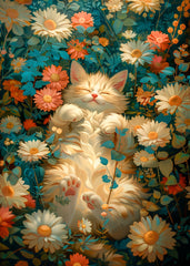 Cute cat in flowers