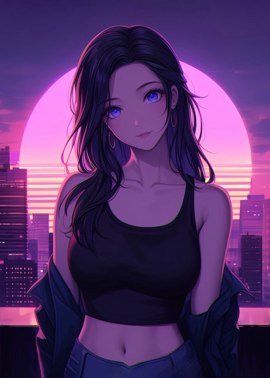 Retrowave Anime girl