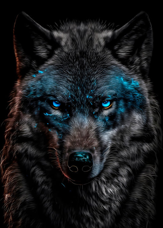Wolf head blue eyes