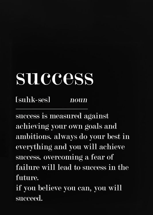 Success definition black ground