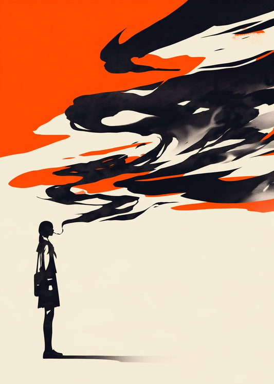 Silhouette of a girl smoking