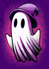 Comic Ghost in a Witch Hat