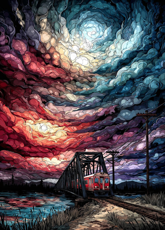 Train Through Painted Skies