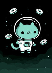 Floating Astronaut Cat & Donut