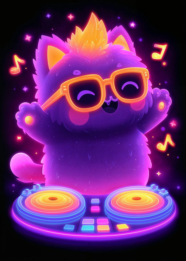Neon DJ Cat Party