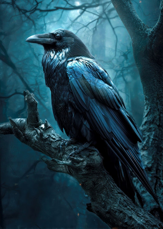 Raven Perched on a Branch