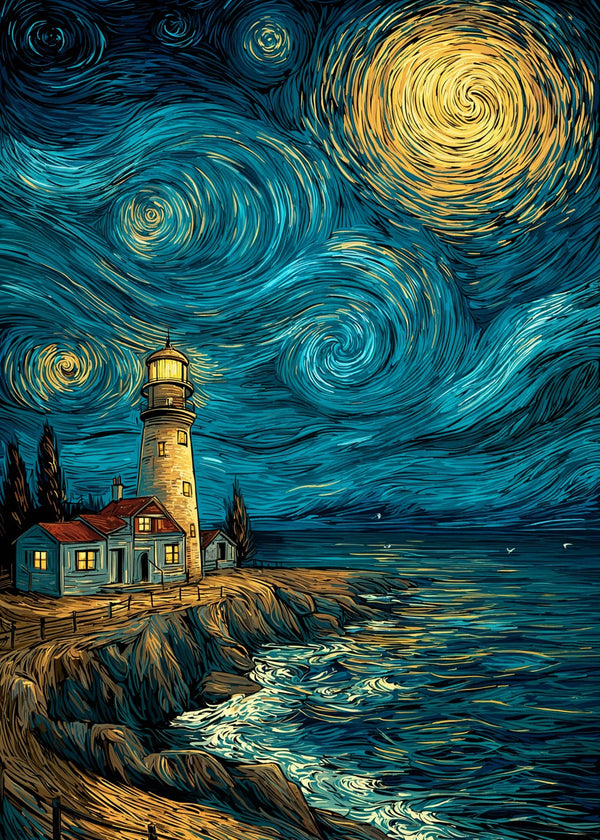 Starry Lighthouse Coastline