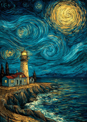Starry Lighthouse Coastline