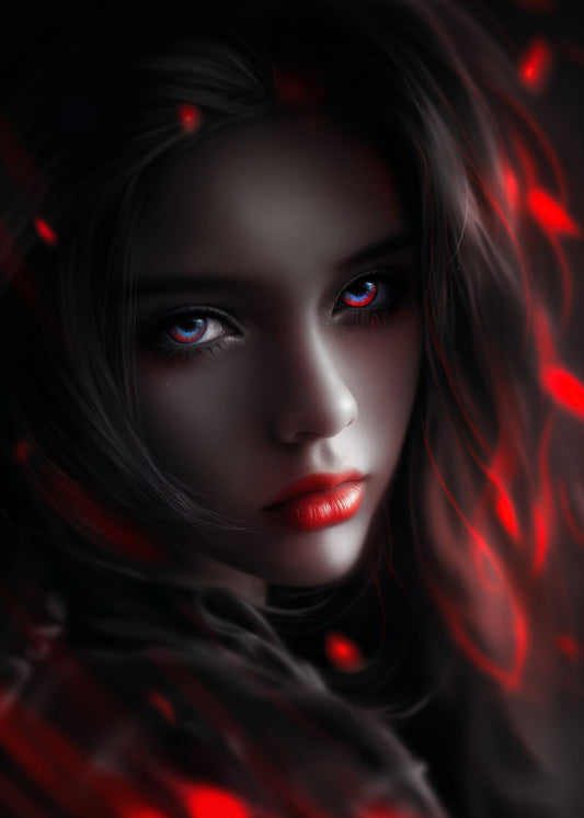 Red and Blue Eyes Girl
