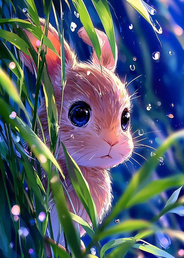 Innocent Bunny in Bamboo Rain