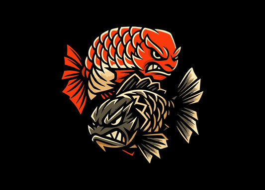 Dual Fiery Fish Vector