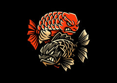 Dual Fiery Fish Vector