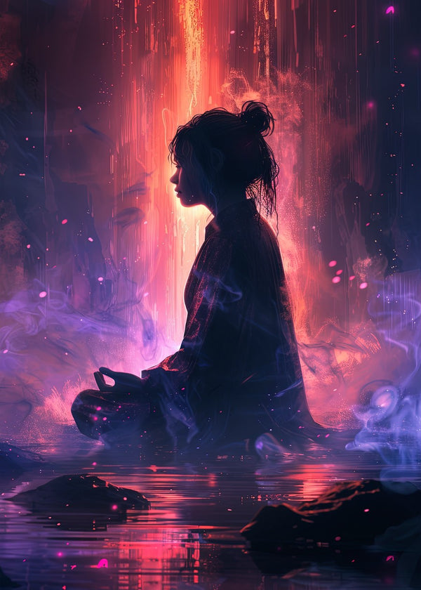 Neon Japanese Anime Meditation