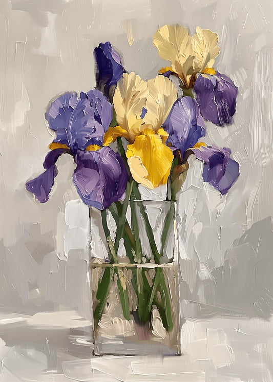 Yellow & Purple Iris Painting