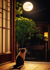 CUTE CAT AND MOON
