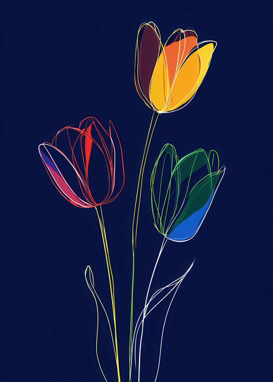 Three Different Colored Tulips