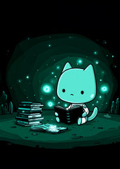 Cute Space Cat Reading