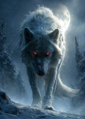 White Wolf With Glowing Eyes
